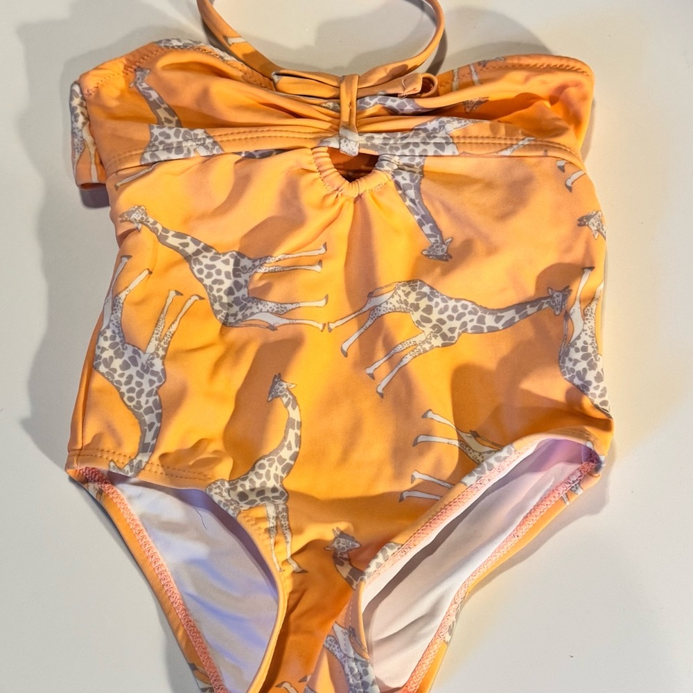 Jessica Simpson Orange Gray One Piece Swimsuit